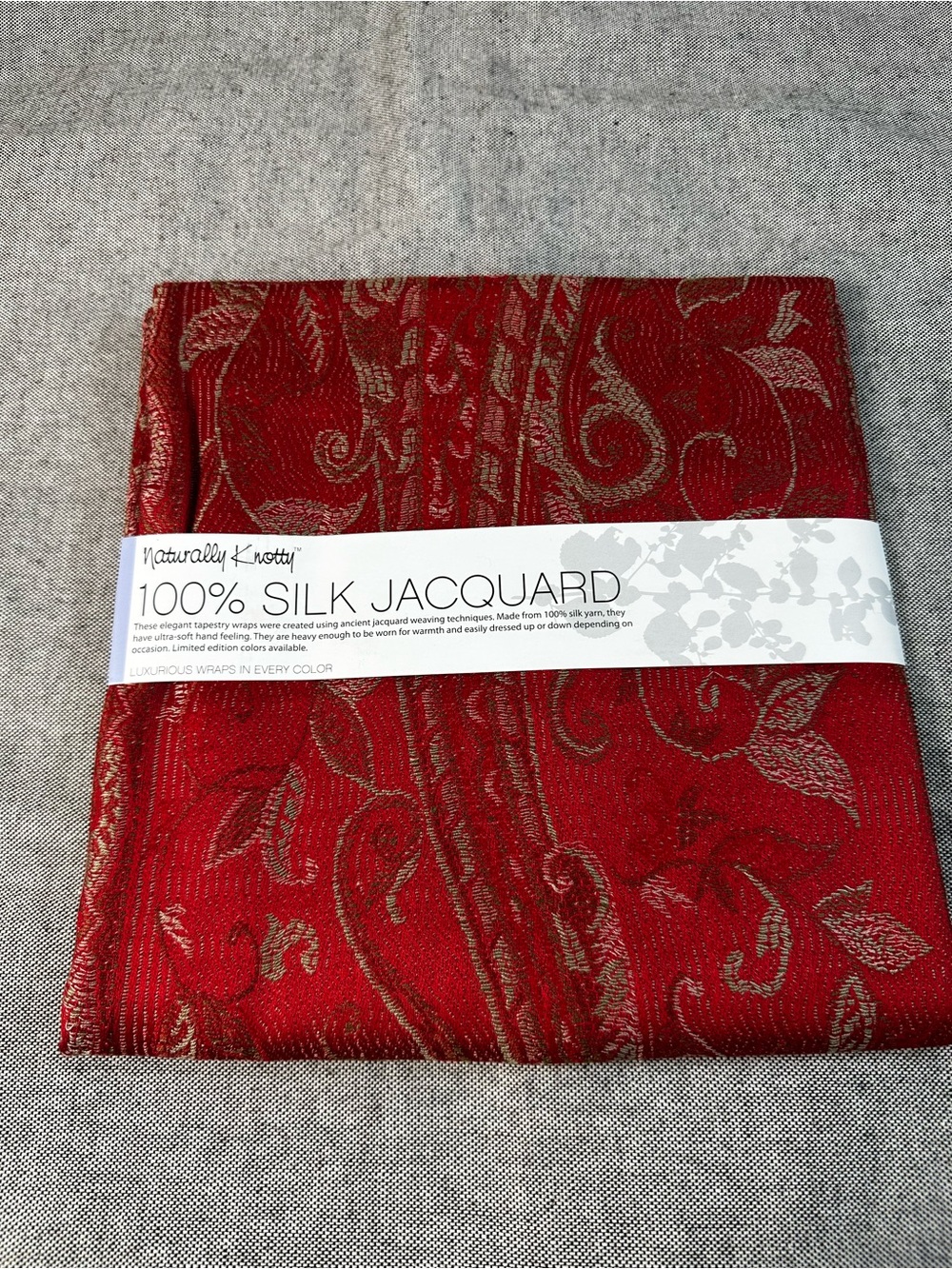 Red Silk Jacquard Scarf